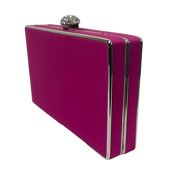 Lula Townsend Fuchsia Box Handbag with Rhinestone Closure - Picture 2 of 12